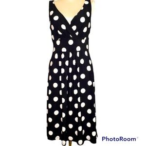 Chaps Polka Dot V-Neck Dress